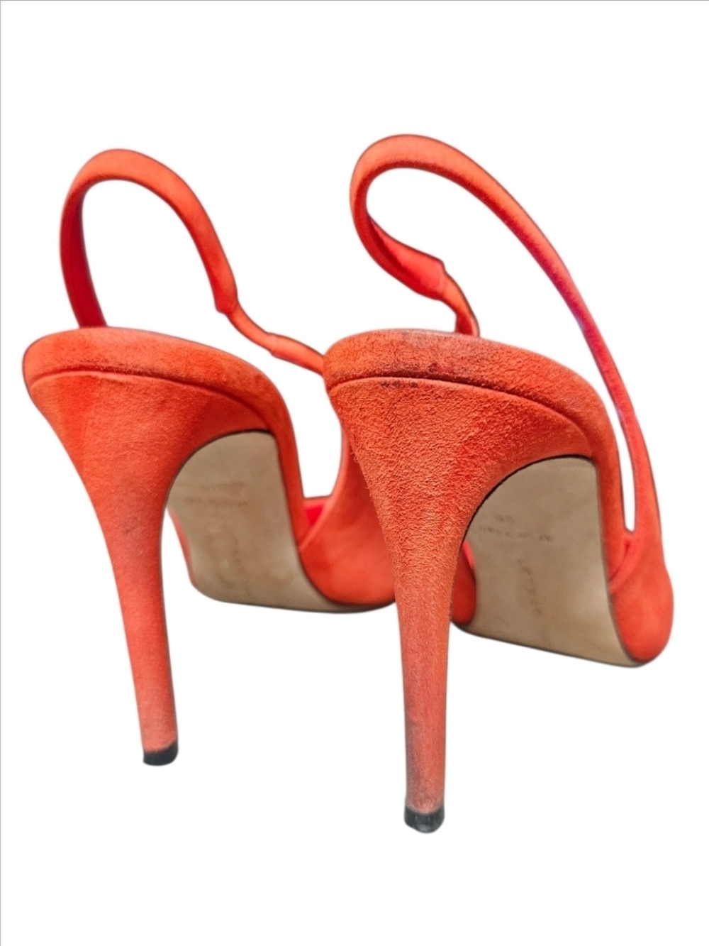 VICTORIA BECKHAM | Orange-Red Suede Pointed-Toe Slingback Heels in Size EU 36 - Picture 5 of 10